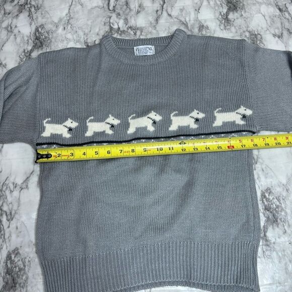 Vintage Scotty Scottie dog Graphic Crewneck Sweater grey black Size Small 90s - Picture 8 of 9